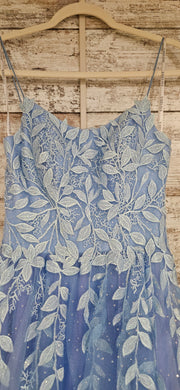 BLUE/FLORAL SPARKLY A LINE-NEW