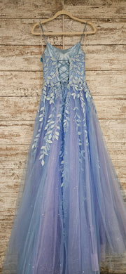 BLUE/FLORAL SPARKLY A LINE-NEW