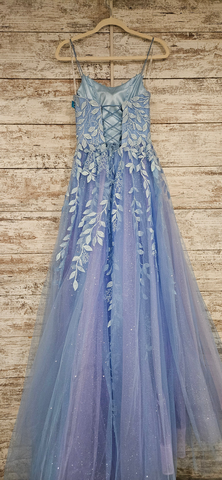 BLUE/FLORAL SPARKLY A LINE-NEW