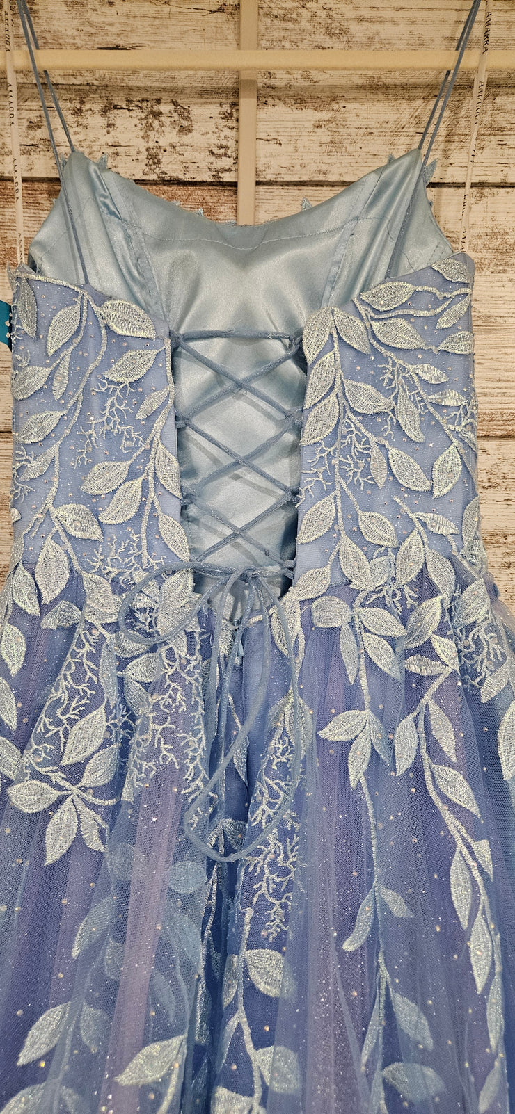 BLUE/FLORAL SPARKLY A LINE-NEW