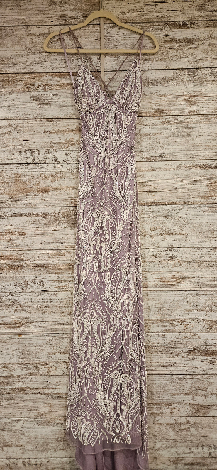 LAVENDER/WHITE BEADED DRESS