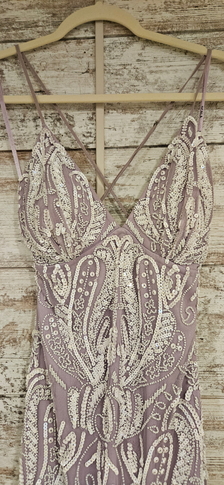 LAVENDER/WHITE BEADED DRESS