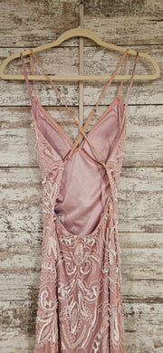 PINK/WHITE BEADED LONG DRESS