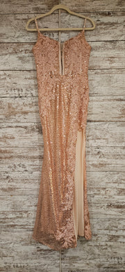 PINK/FLORAL SPARKLY LONG DRESS