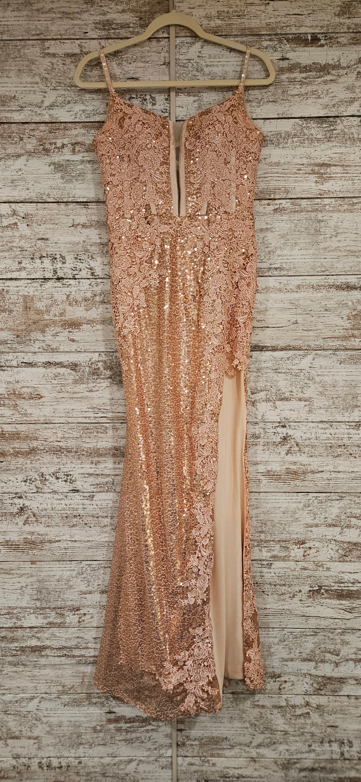 PINK/FLORAL SPARKLY LONG DRESS