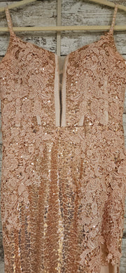 PINK/FLORAL SPARKLY LONG DRESS