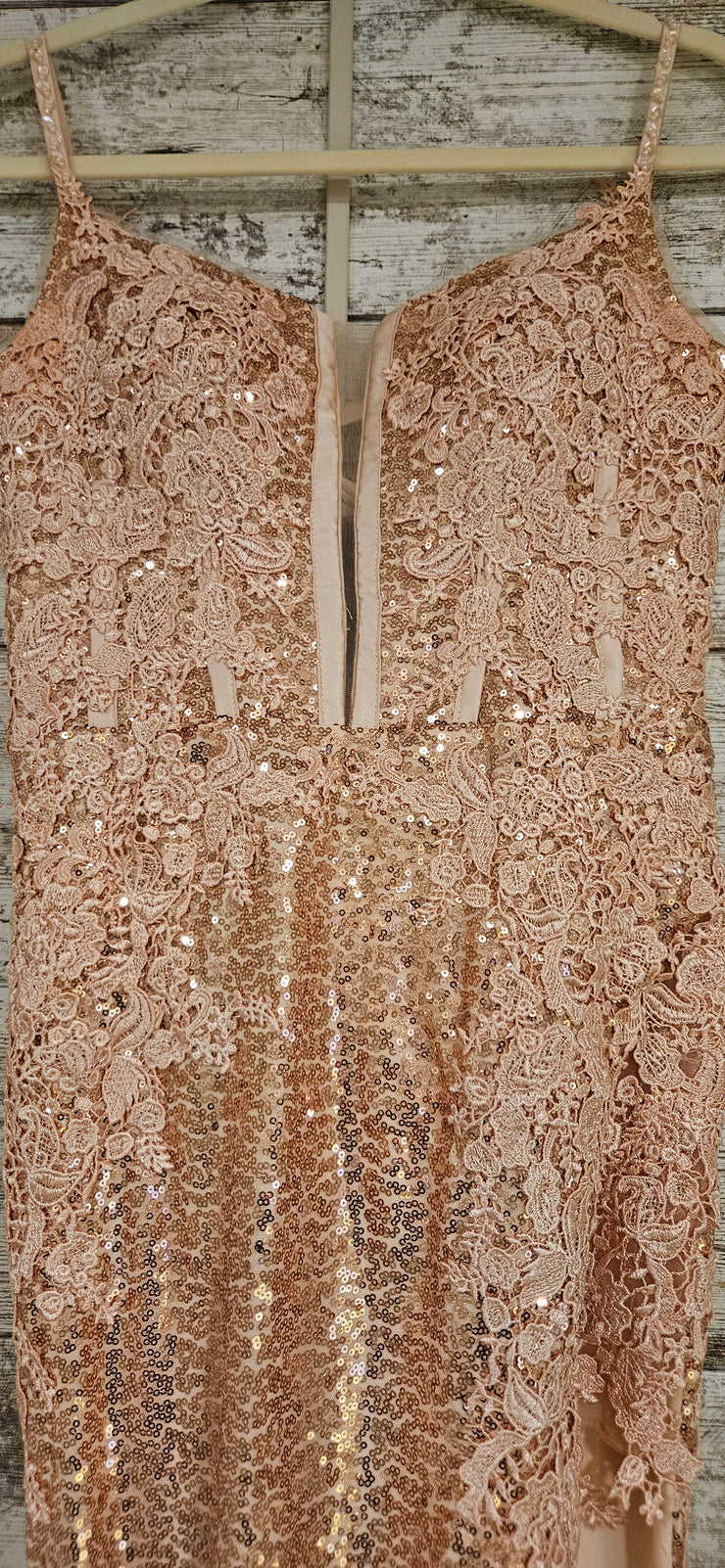 PINK/FLORAL SPARKLY LONG DRESS