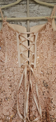 PINK/FLORAL SPARKLY LONG DRESS