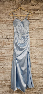 BLUE SATIN LONG DRESS