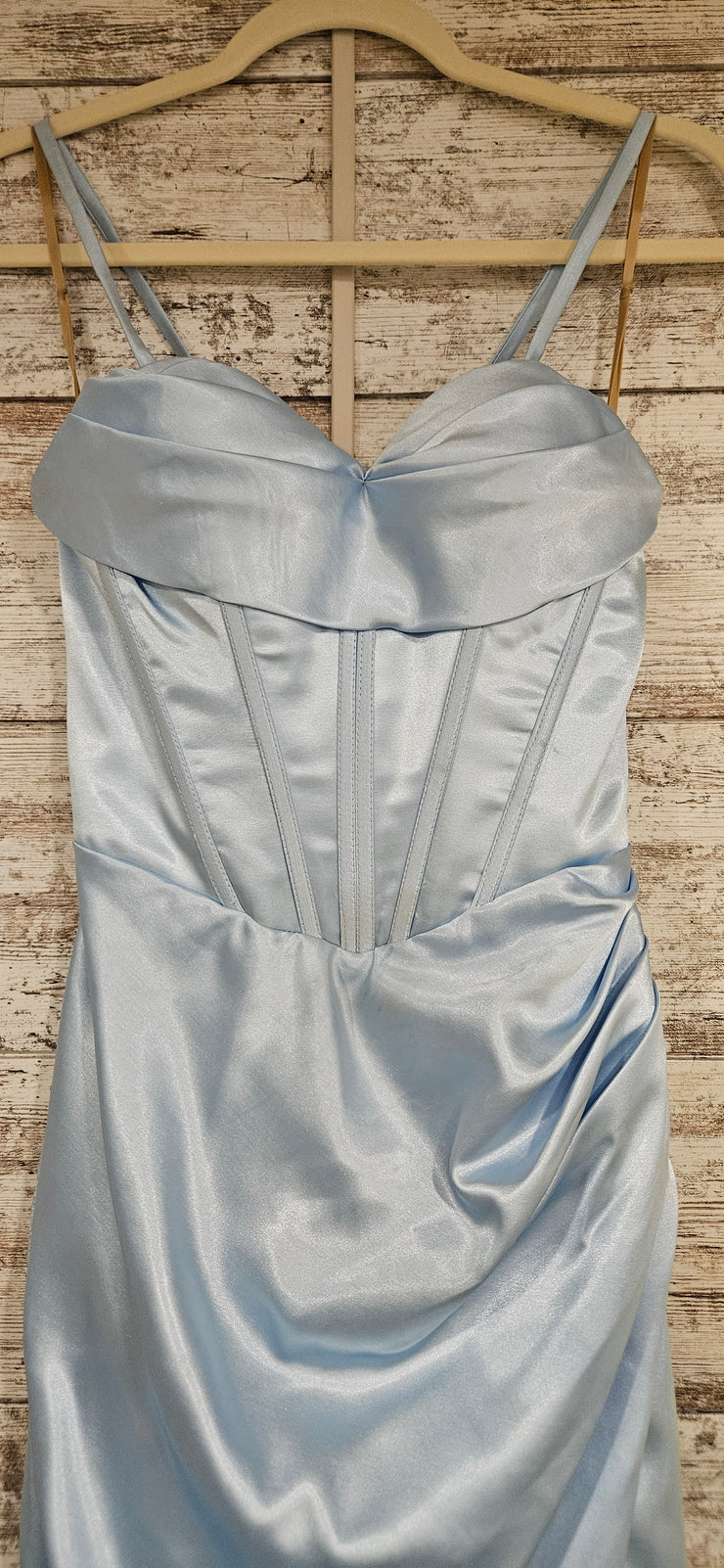 BLUE SATIN LONG DRESS