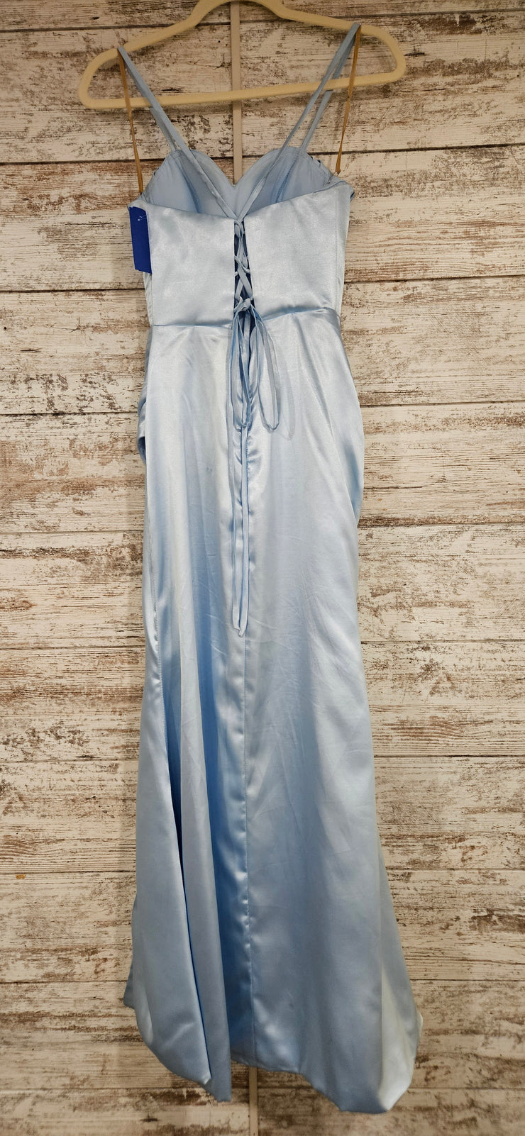 BLUE SATIN LONG DRESS