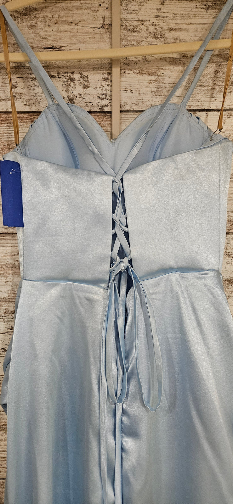 BLUE SATIN LONG DRESS