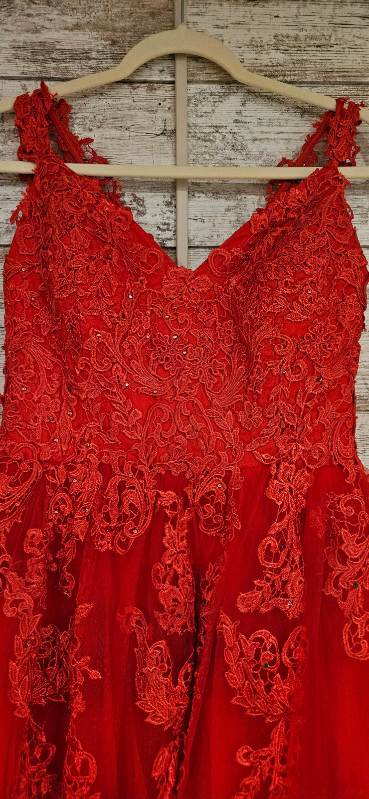 RED/FLORAL A LINE GOWN