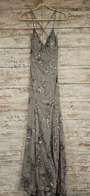 GRAY SPARKLY LONG DRESS