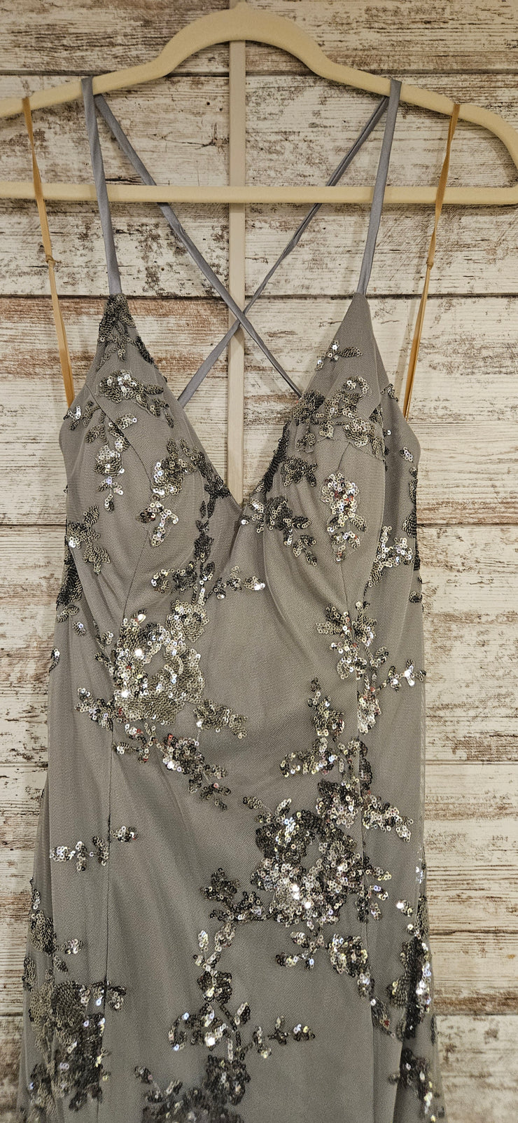 GRAY SPARKLY LONG DRESS