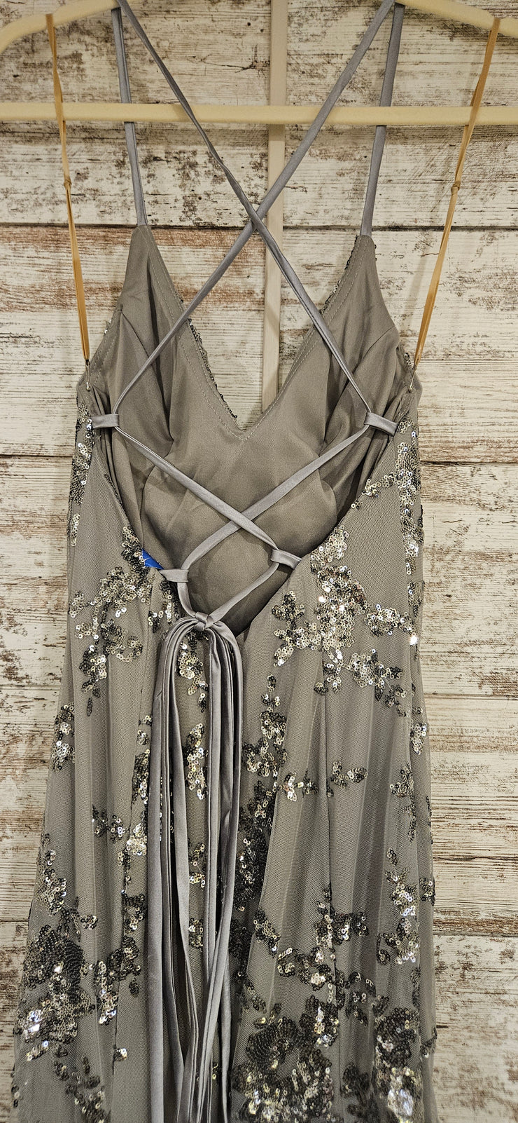 GRAY SPARKLY LONG DRESS