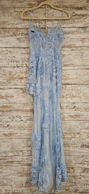 BLUE/FLORAL LONG EVENING GOWN