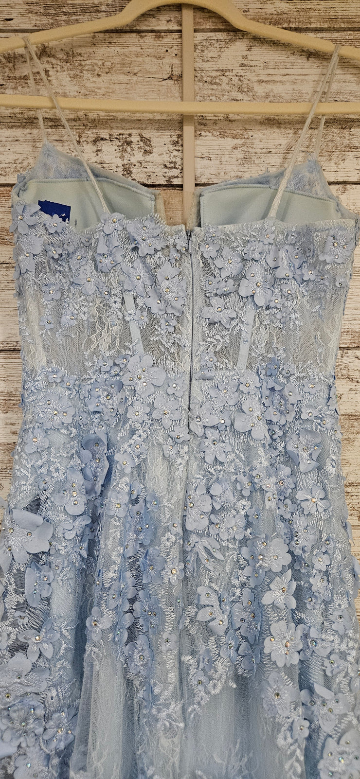 BLUE/FLORAL LONG EVENING GOWN