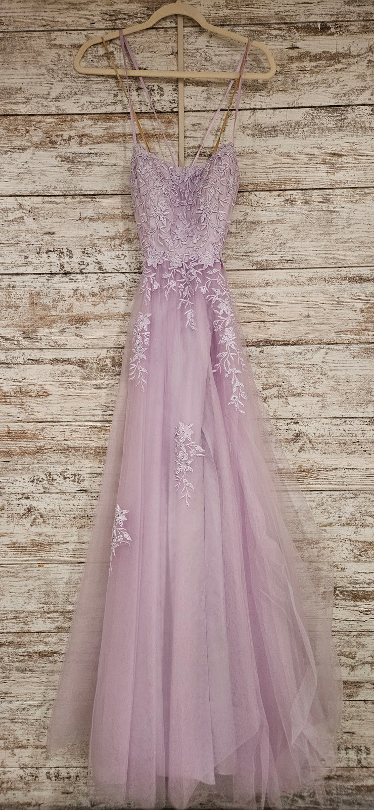 LAVENDER/FLORAL A LINE GOWN