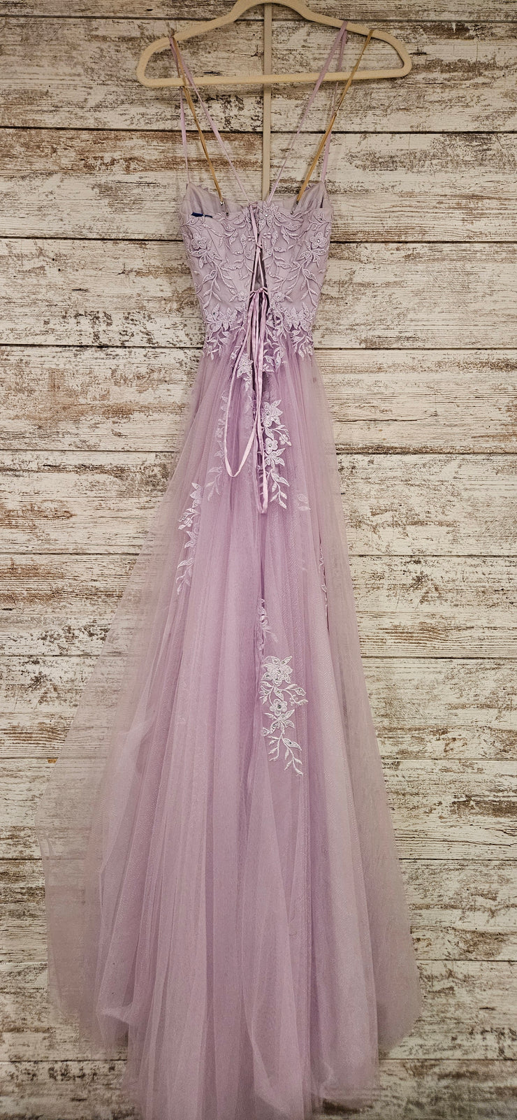 LAVENDER/FLORAL A LINE GOWN