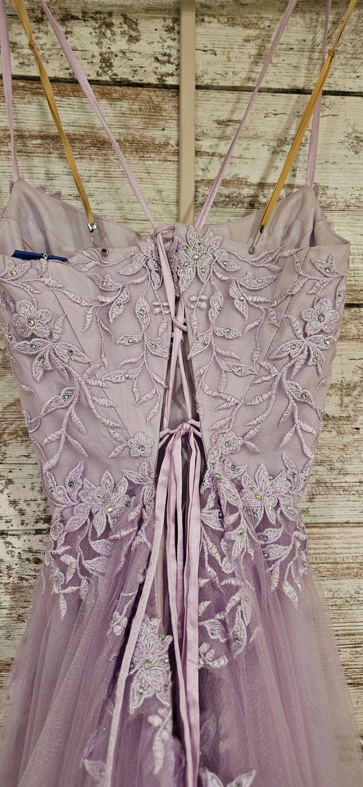 LAVENDER/FLORAL A LINE GOWN