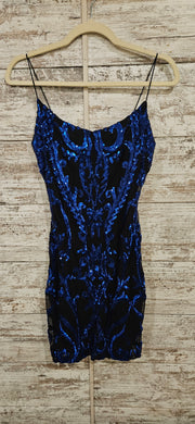 BLACK/BLUE SEQUIN SHORT DRESS