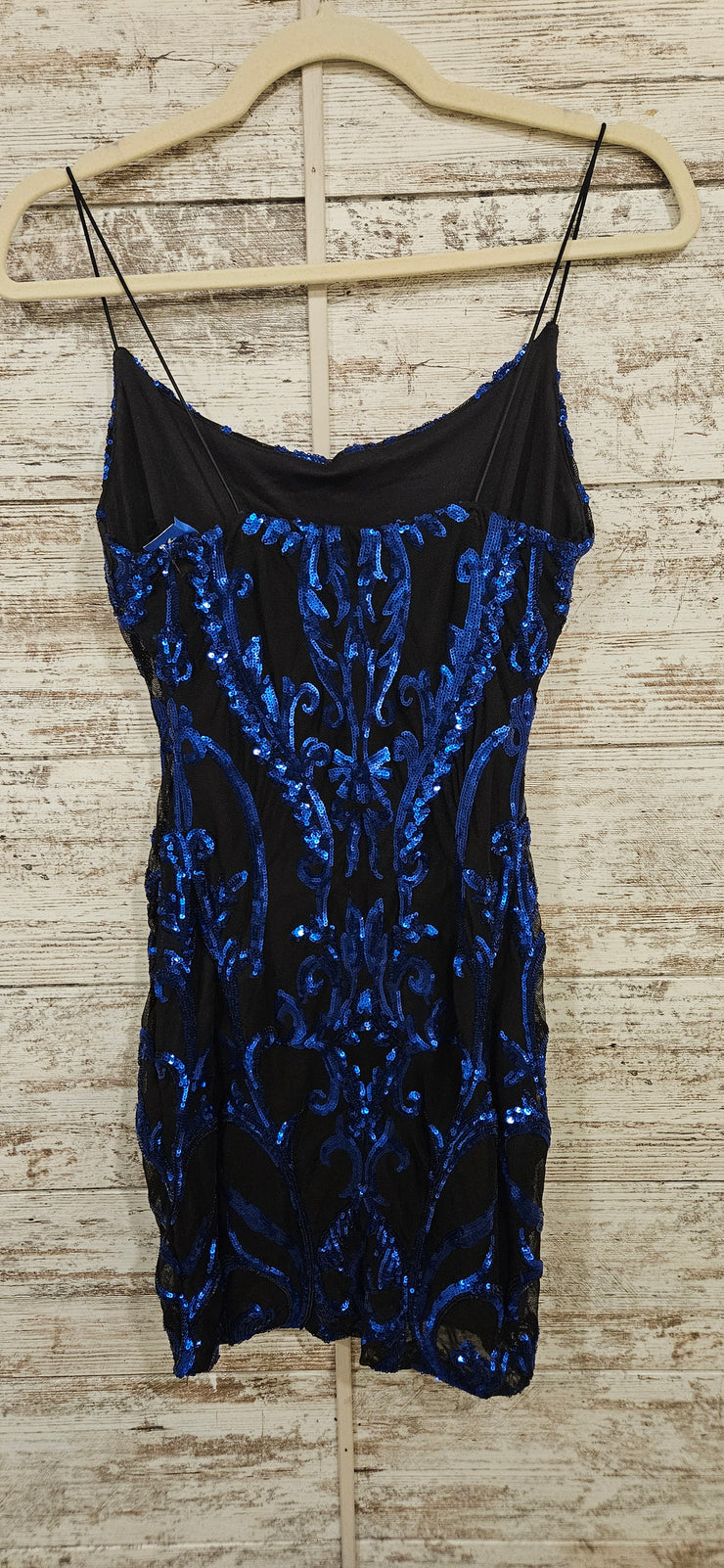 BLACK/BLUE SEQUIN SHORT DRESS