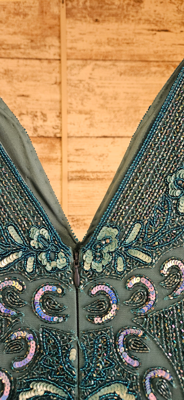 BLUE/COLORFUL BEADED LONG DRES