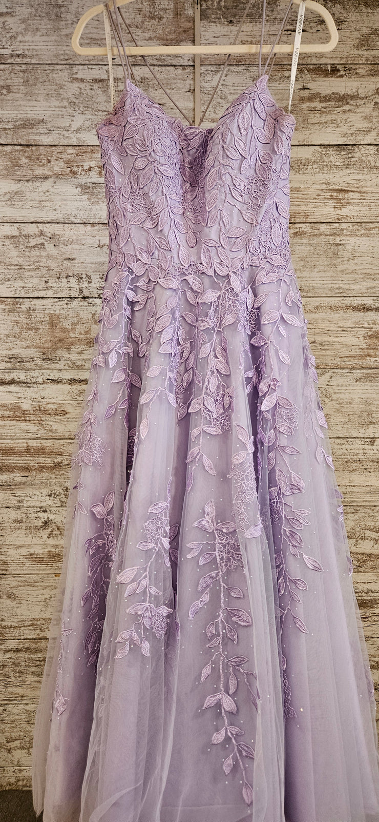 LAVENDER/FLORAL A LINE GOWN