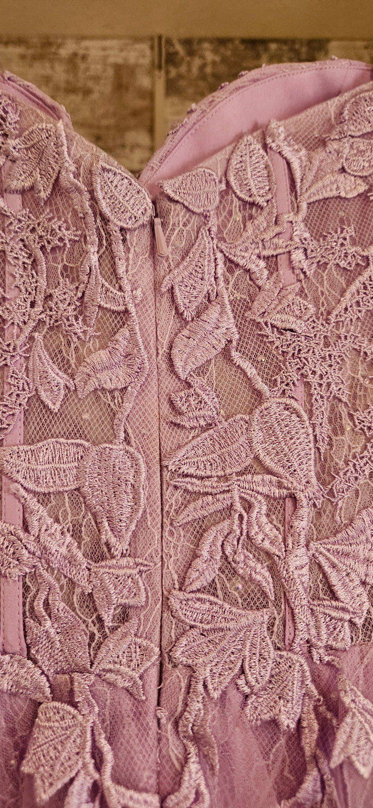 LAVENDER/FLORAL A LINE GOWN