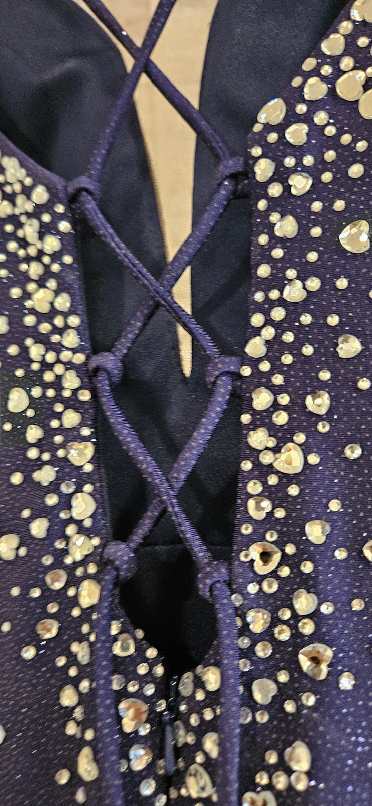 NAVY SPARKLY LONG EVENING GOWN