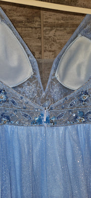 BLUE SPARKLY A LINE GOWN
