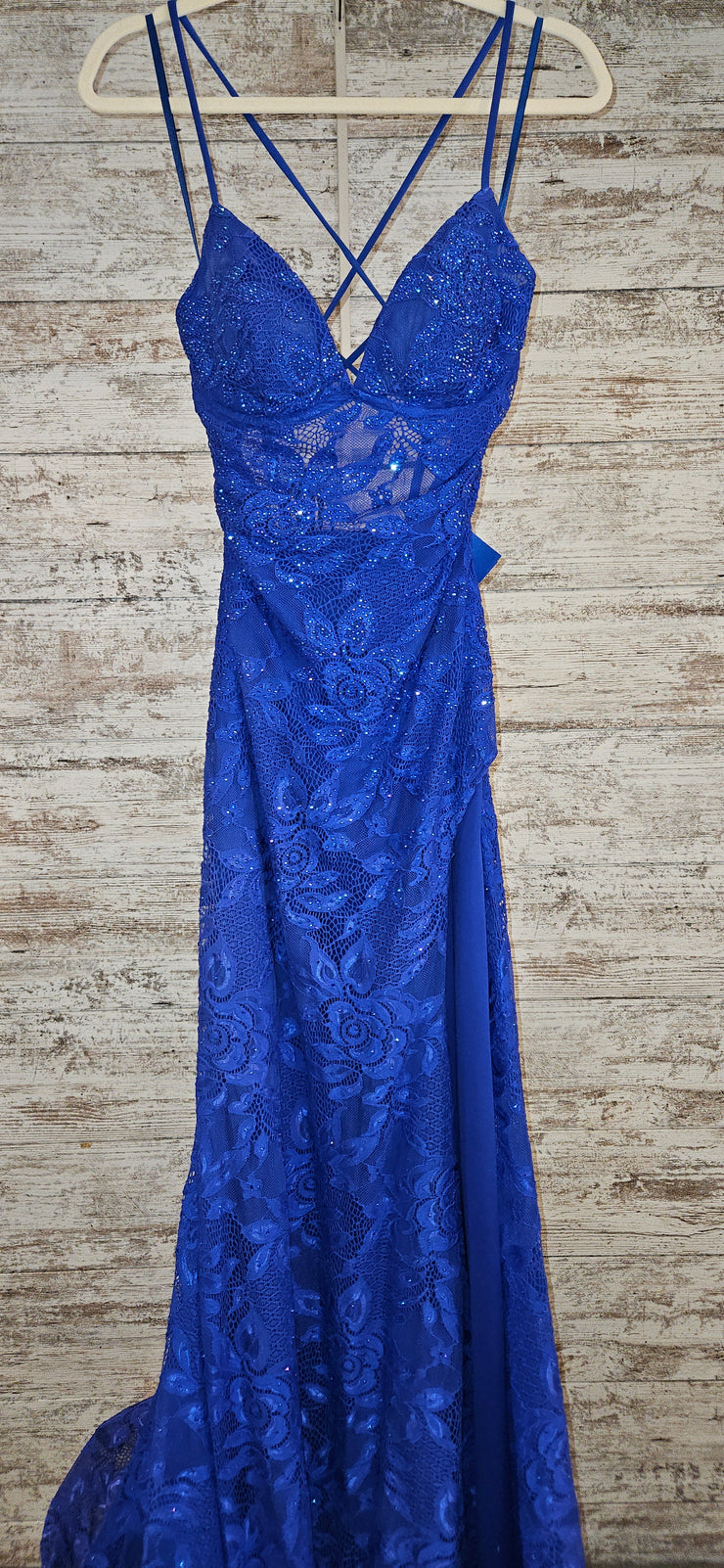 ROYAL BLUE/FLORAL LONG DRESS