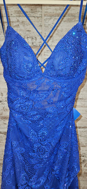 ROYAL BLUE/FLORAL LONG DRESS