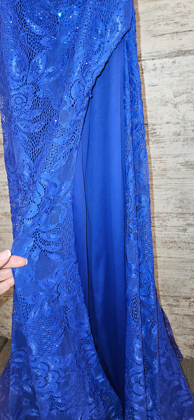 ROYAL BLUE/FLORAL LONG DRESS