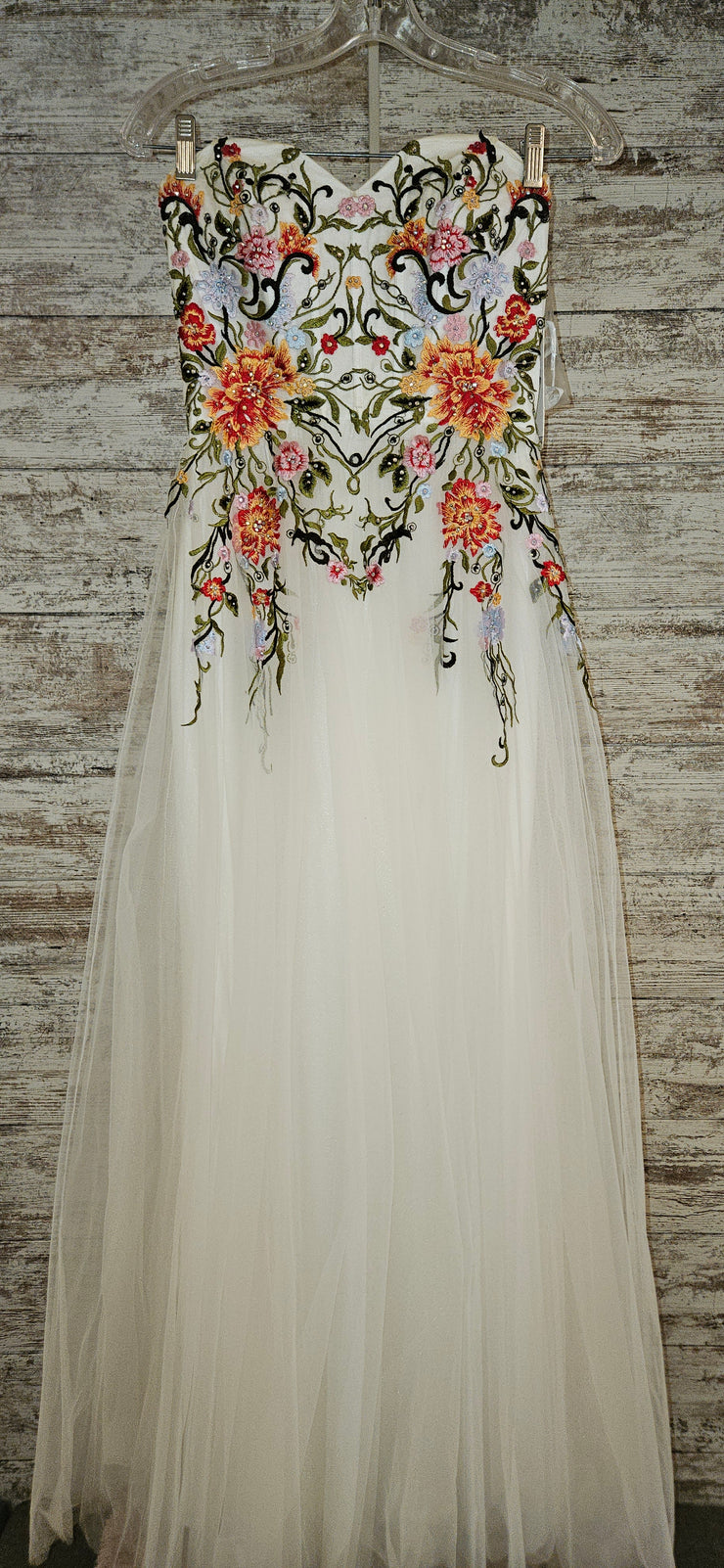 WHITE/FLORAL A LINE GOWN (NEW)