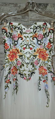 WHITE/FLORAL A LINE GOWN (NEW)