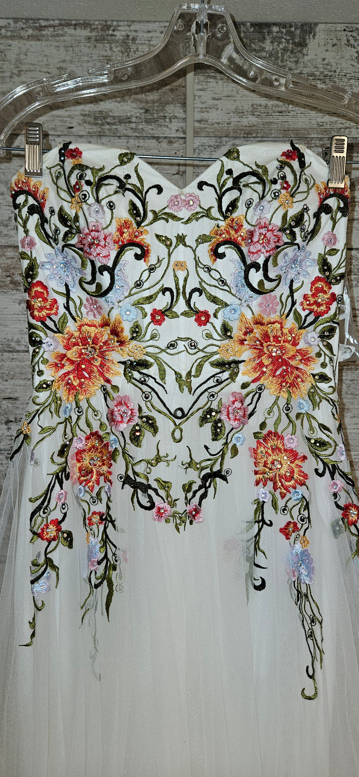 WHITE/FLORAL A LINE GOWN (NEW)