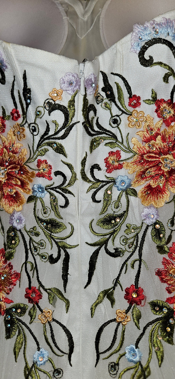 WHITE/FLORAL A LINE GOWN (NEW)