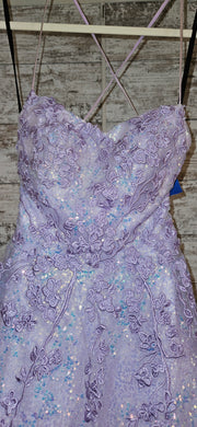 LAVENDER SPARKLY A LINE GOWN