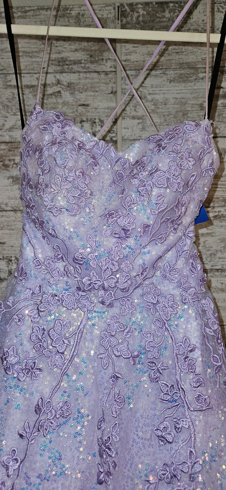LAVENDER SPARKLY A LINE GOWN