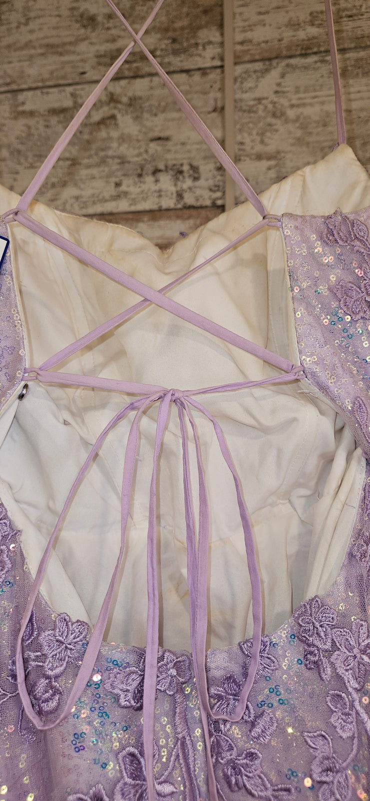 LAVENDER SPARKLY A LINE GOWN