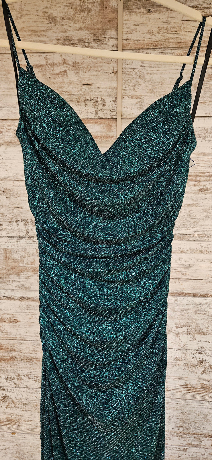 GREEN SPARKLY LONG EVENING GOW