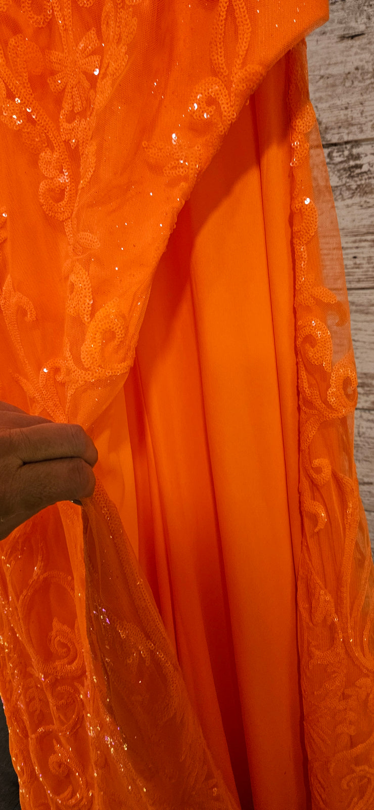 ORANGE SPARKLY LONG DRESS