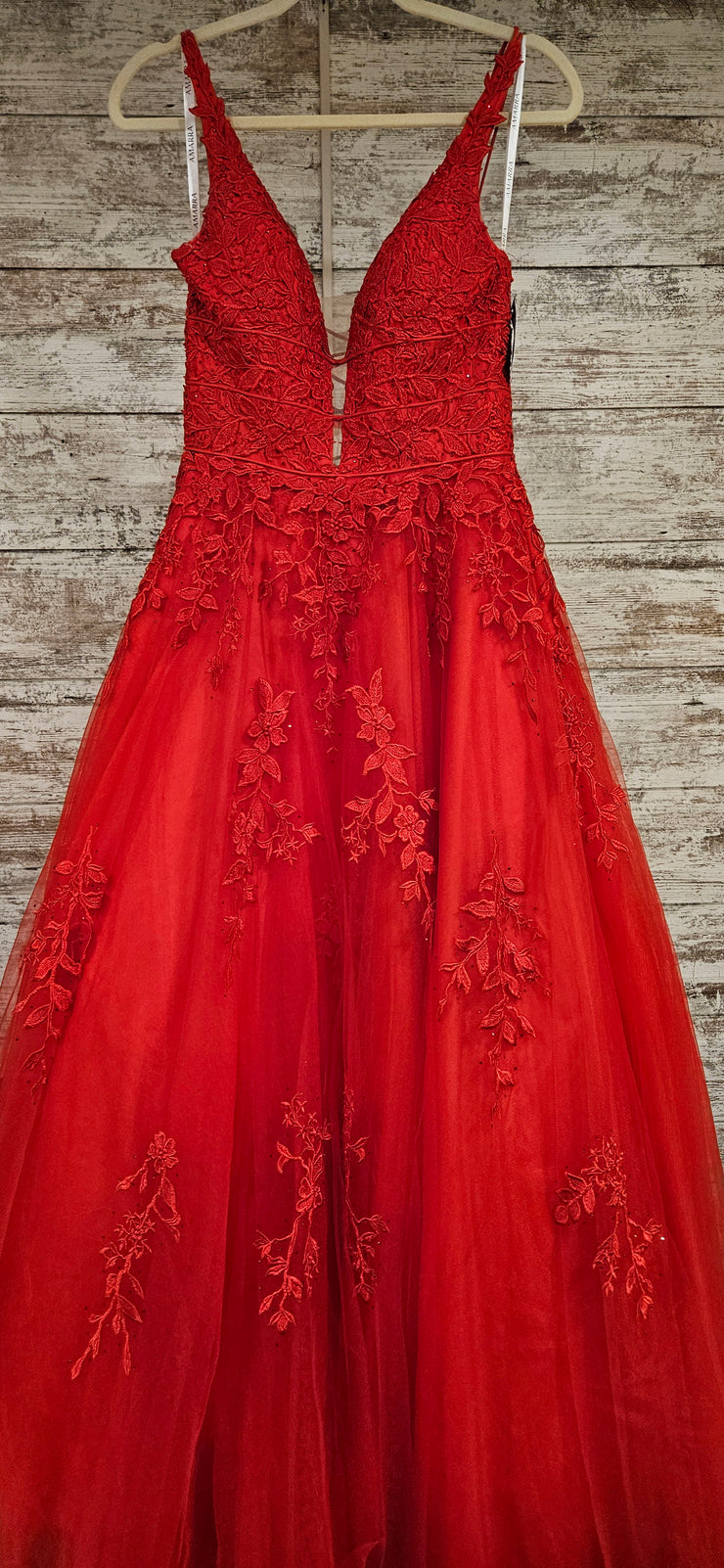 RED/FLORAL A LINE GOWN