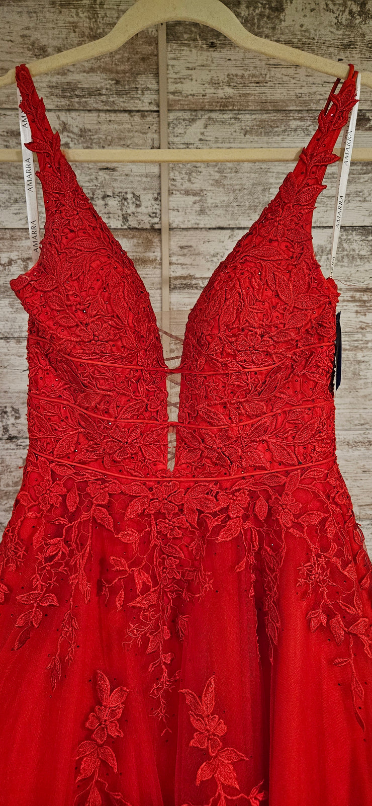 RED/FLORAL A LINE GOWN
