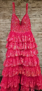 PINK SPARKLY TIERED A LINE GOW