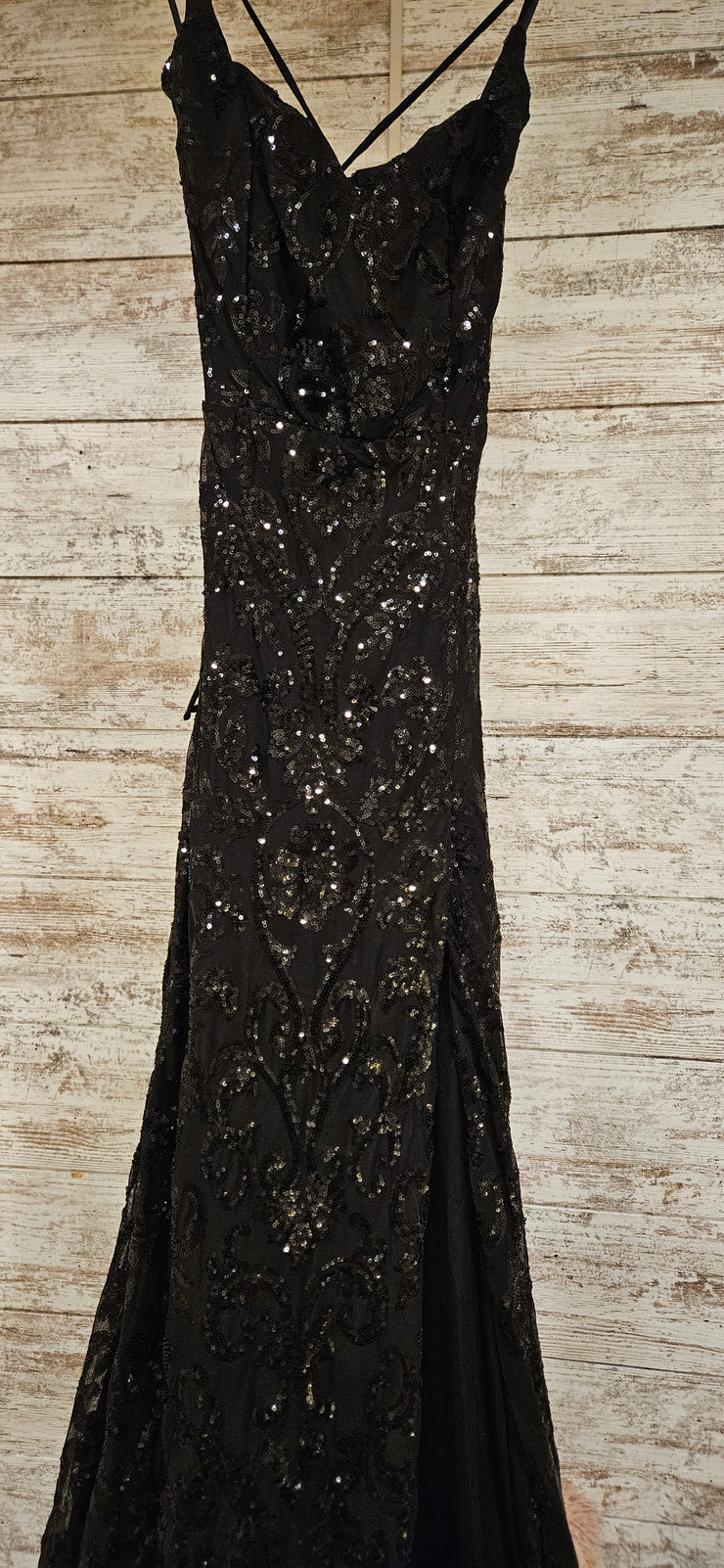 BLACK SPARKLY LONG DRESS