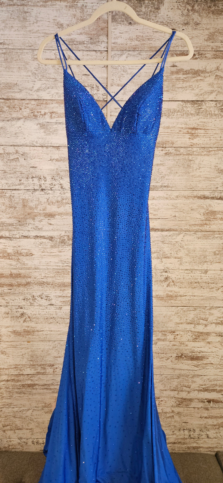 ROYAL BLUE BEADED LONG EVENING