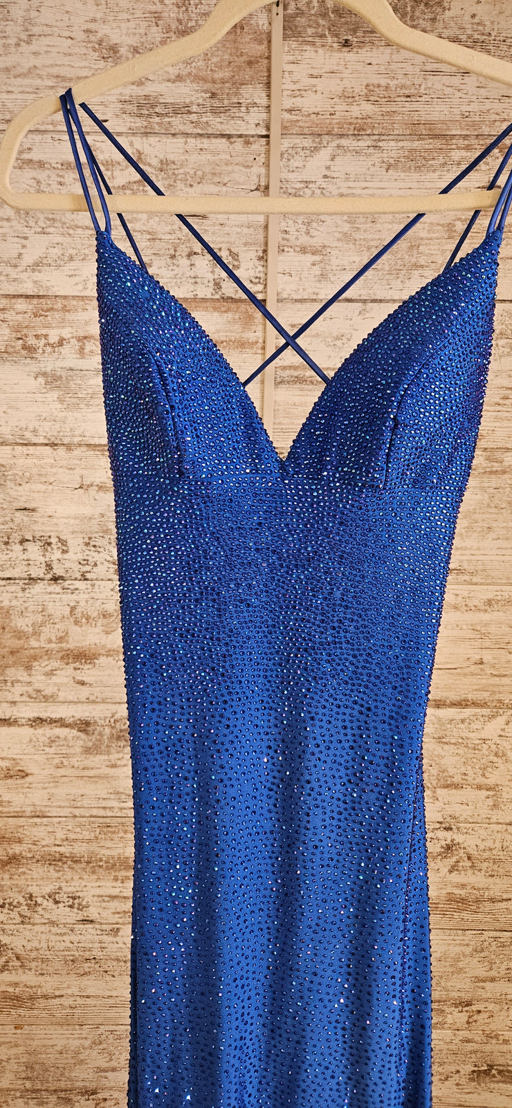 ROYAL BLUE BEADED LONG EVENING